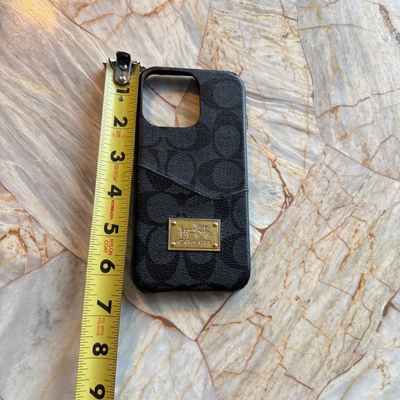 Coach Signature Canvas iPhone 14 Pro Max Case Black Gold Logo Emblem - Picture 8 of 9
